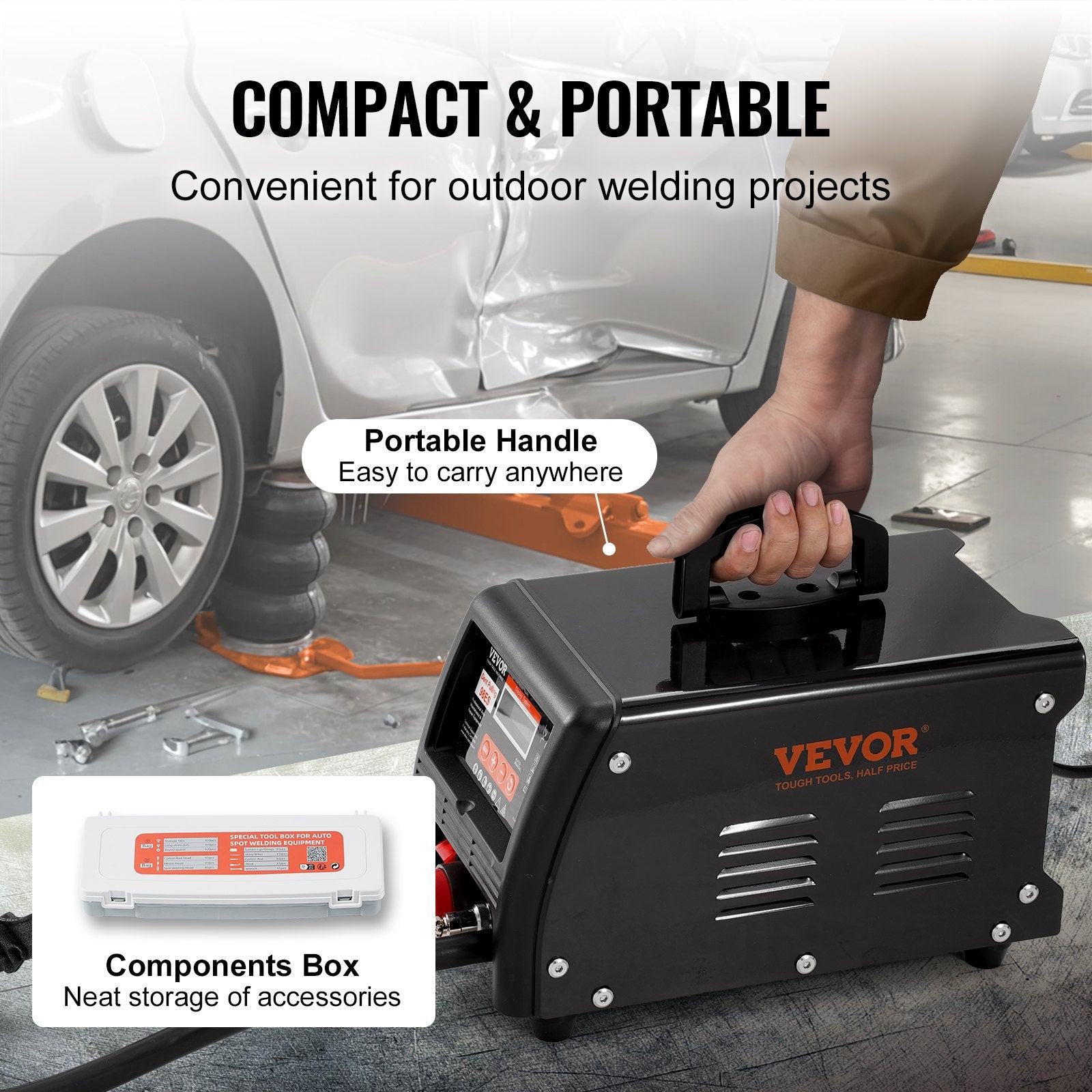 VEVOR Stud Welder Dent Repair Kit, 3KW Spot Welder Dent Puller with Auto/Manual Welding & 9 Versatile Modes, Auto Body Spot Welding Dent Puller Machine for Car, Truck Dent Repair
