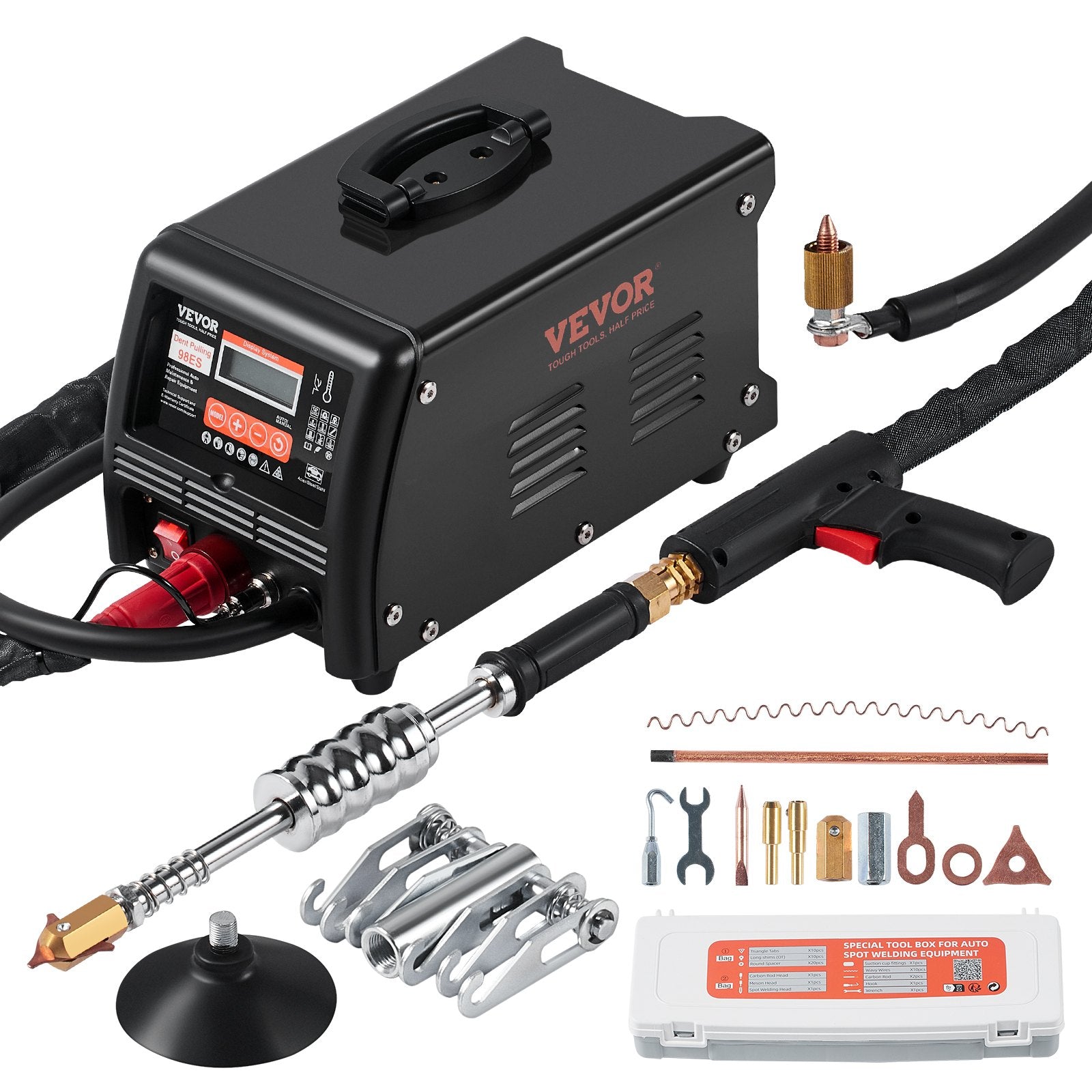 VEVOR Stud Welder Dent Repair Kit, 3KW Spot Welder Dent Puller with Auto/Manual Welding & 9 Versatile Modes, Auto Body Spot Welding Dent Puller Machine for Car, Truck Dent Repair