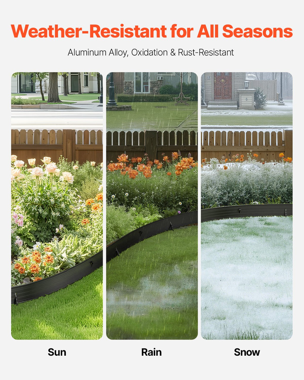 VEVOR Metal Landscape Edging, 8 Packs 72 in Rust-Resistant Aluminum Alloy Landscape Edging, Bendable Garden Edging Border, Heavy Duty Lawn Edging Fence for Flower Bed Yard Pathway