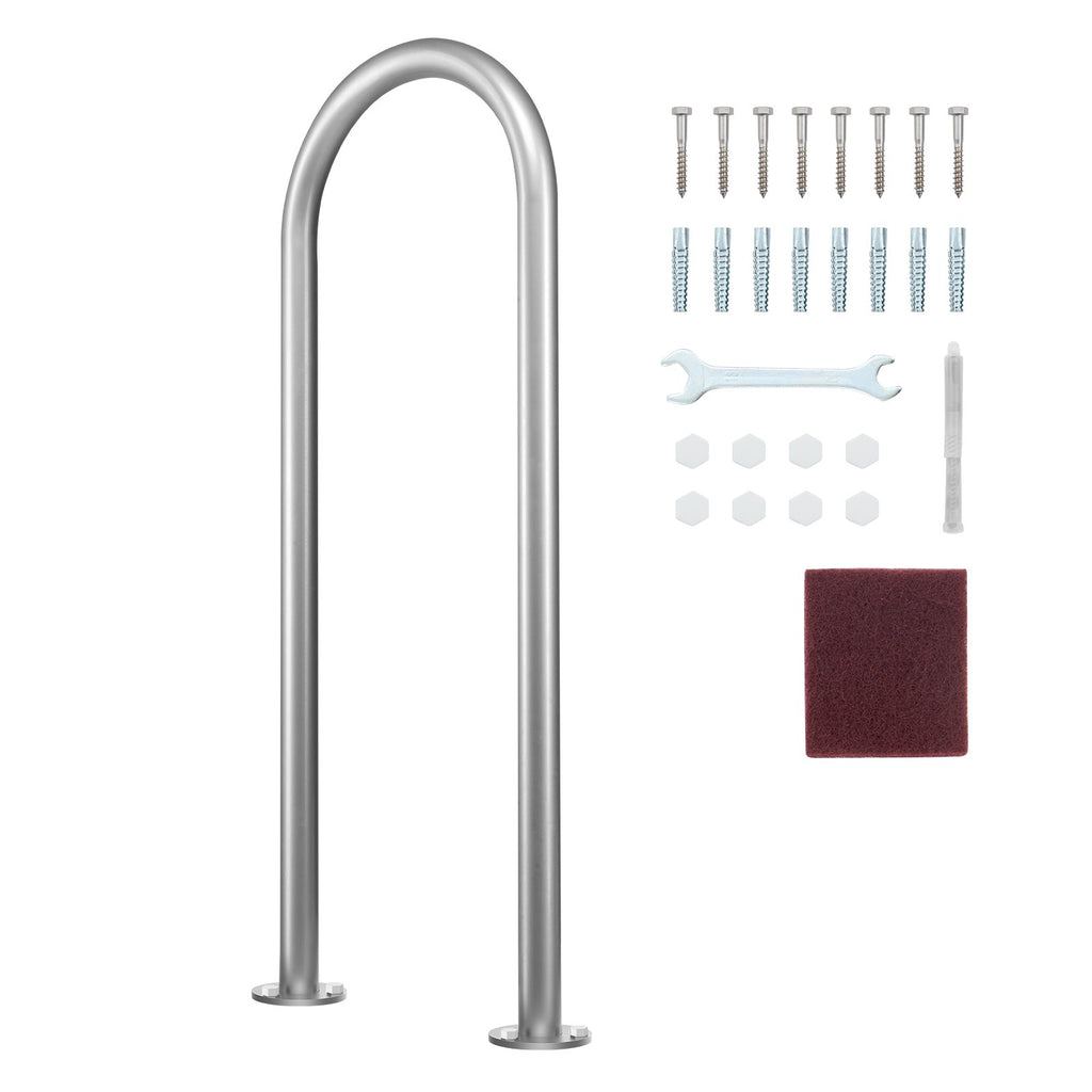 VEVOR Pool Handrail,36 x 13 inch Pool Railing, Aluminum with Base Plate for Indoor/Outdoor Pools, Humanized Swimming Pool Safety Railing for Decks, Rust-Proof Grab Bar with Accessories for Spas Docks