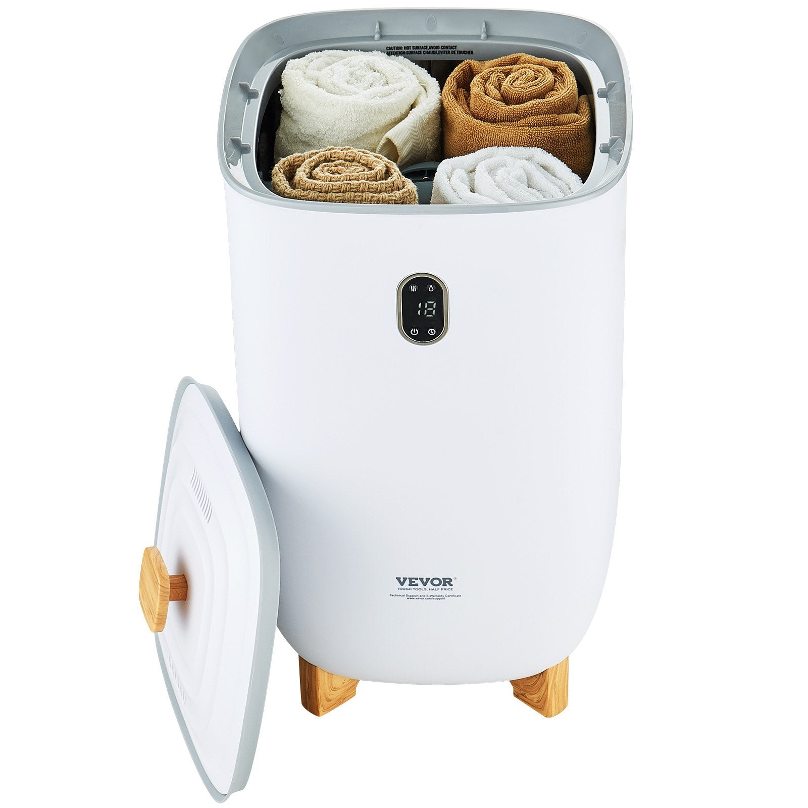 VEVOR 35L Large Towel Warmer Bucket with LED Screen Drying Fuction & Timer White