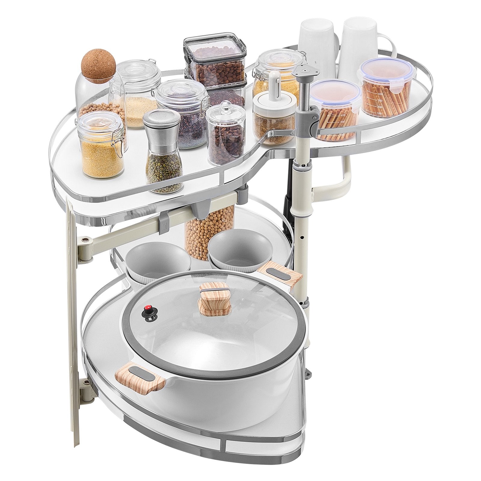 VEVOR Swing Left Blind Corner Cabinet, Pull Out Organizer for 36 inch Width Blind Cabinet, 2 Tier Height Adjustable Swing Tray, Soft Close Kitchen Cloud Blind Organizer, Left Open