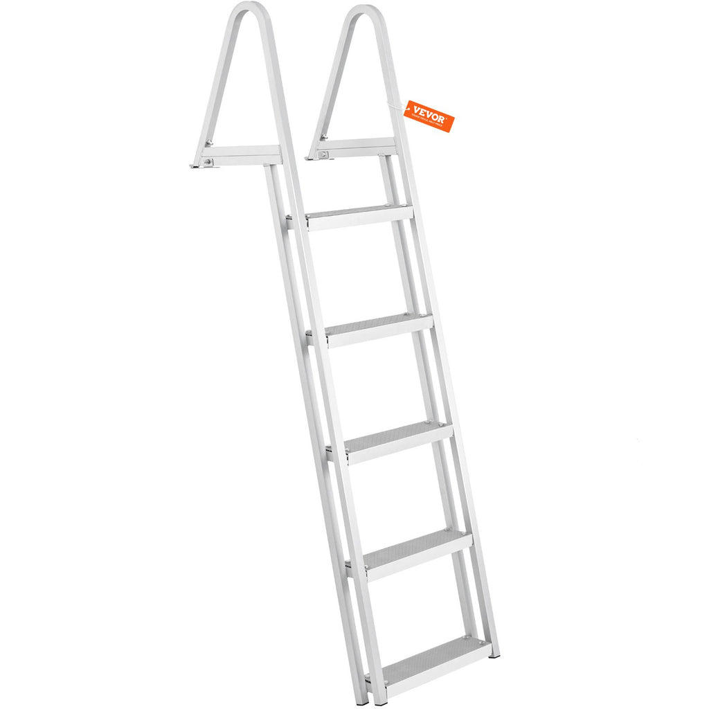 VEVOR Removable Dock Ladder 5 Steps, 159 kg Load Capacity, Pontoon Boat Ladder with 4'' Wide Step & Nonslip Design for Ship/Lake/Pool/Marine Boarding