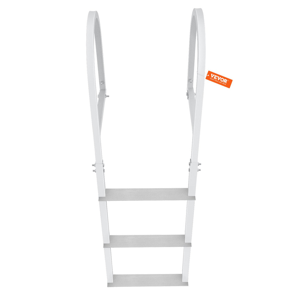 VEVOR Dock Ladder, Removable 3 Steps, 227 kg Load Capacity, Aluminum Alloy Pontoon Boat Ladder with 7.9 cm Wide Step & Nonslip Rubber Mat, Easy to Install for Ship/Lake/Pool/Marine Boarding