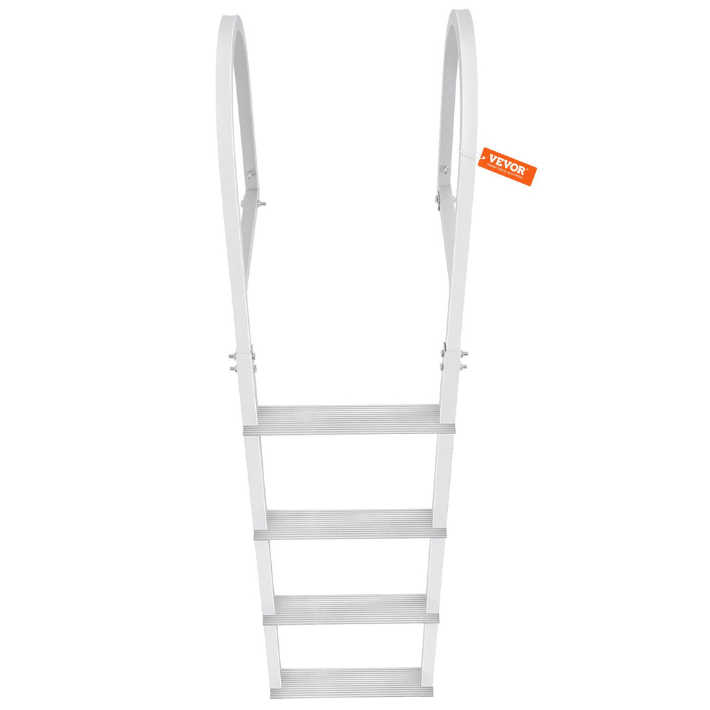 VEVOR Dock Ladder, Removable 4 Steps, 500 lbs Load Capacity, Aluminum Alloy Pontoon Boat Ladder with 3.1'' Wide Step & Nonslip Rubber Mat, Easy to Install for Ship/Lake/Pool/Marine Boarding