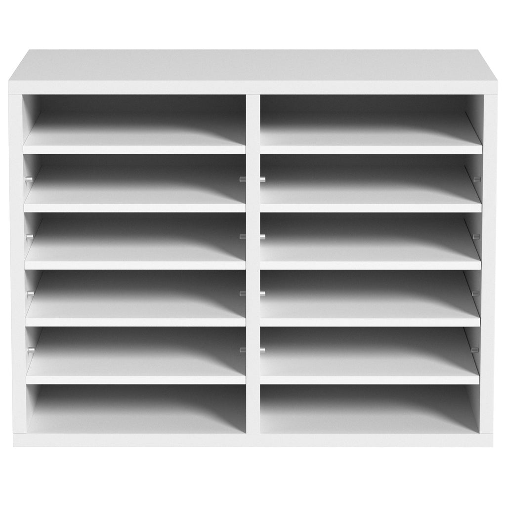 VEVOR Wood Literature Organizer Adjustable File Sorter 12 Compartments White