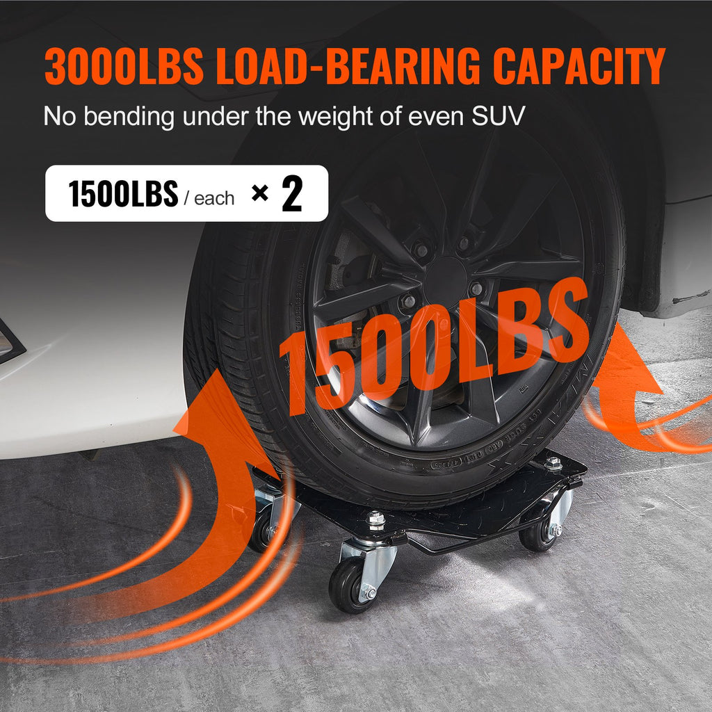 VEVOR Car Dolly Wheel Tire Dolly 2 PCS Heavy Duty Skate Auto Repair Dolly 3000LB