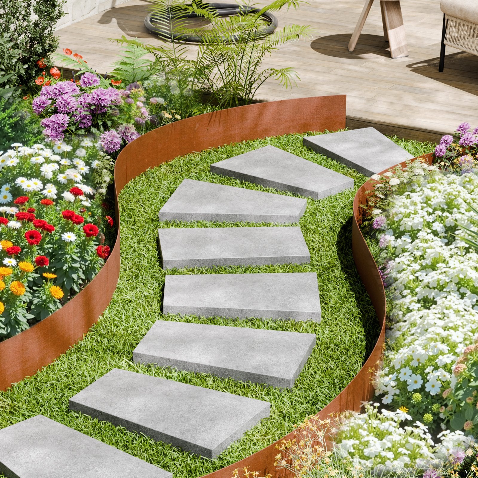 VEVOR Steel Landscape Edging, 6 Packs 40 x 8 in Weather-Resistant & Pre-Rust Metal Landscape Edging, Bendable Garden Edging Border, Lawn Edging for Flower Bed Yard Pathway Divider