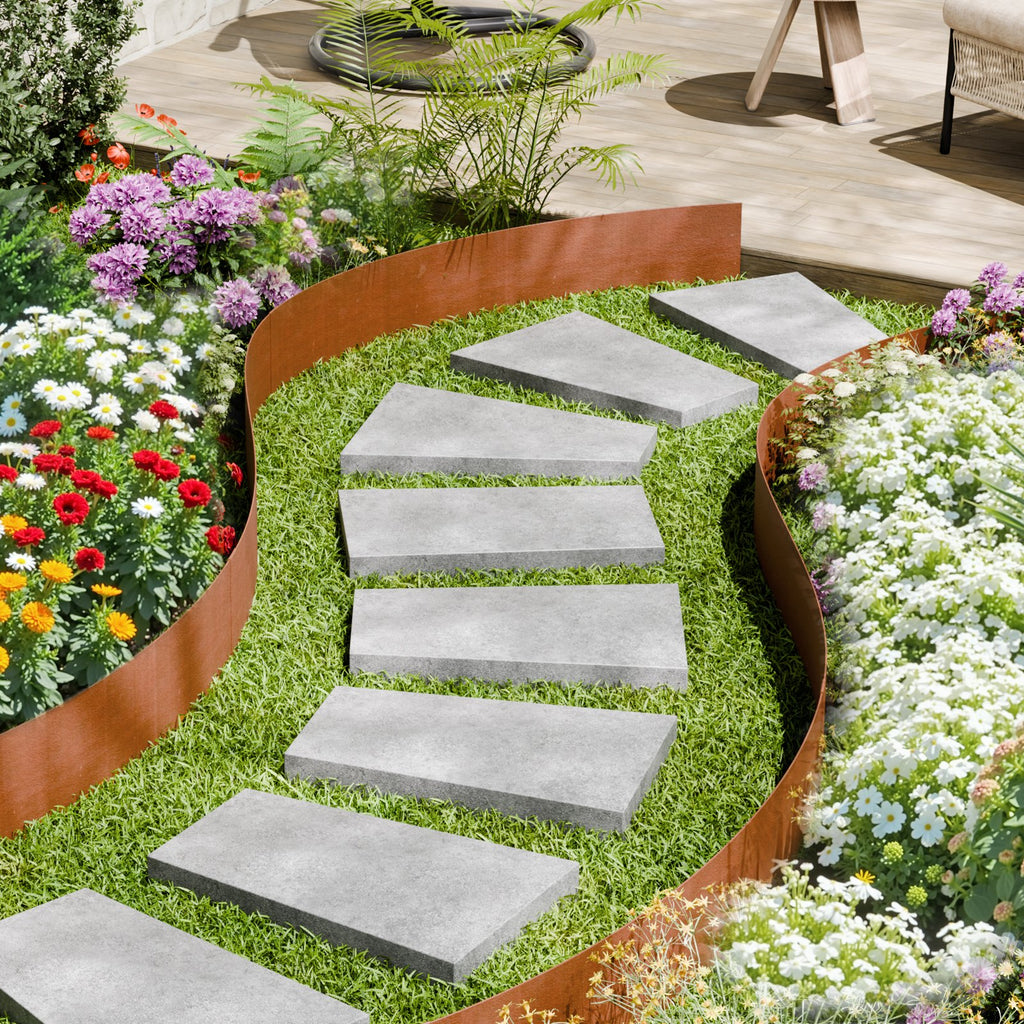 VEVOR Steel Landscape Edging, 6 Packs 40 x 6 in Weather-Resistant & Pre-Rust Metal Landscape Edging, Bendable Garden Edging Border, Heavy Duty Lawn Edging, Flower Bed Yard Pathway Divider