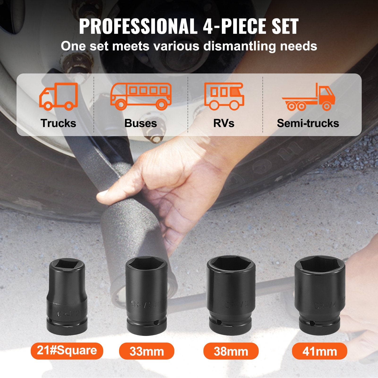 VEVOR Torque Multiplier, Heavy Duty Torque Multiplier Wrench Set, 1 Inch Drive Lug Nut Wrench Torque Multiplier, 1:58 4800N.m Lug Nut Remover, with 4 Sockets and Storage Case for Truck Trailer RV