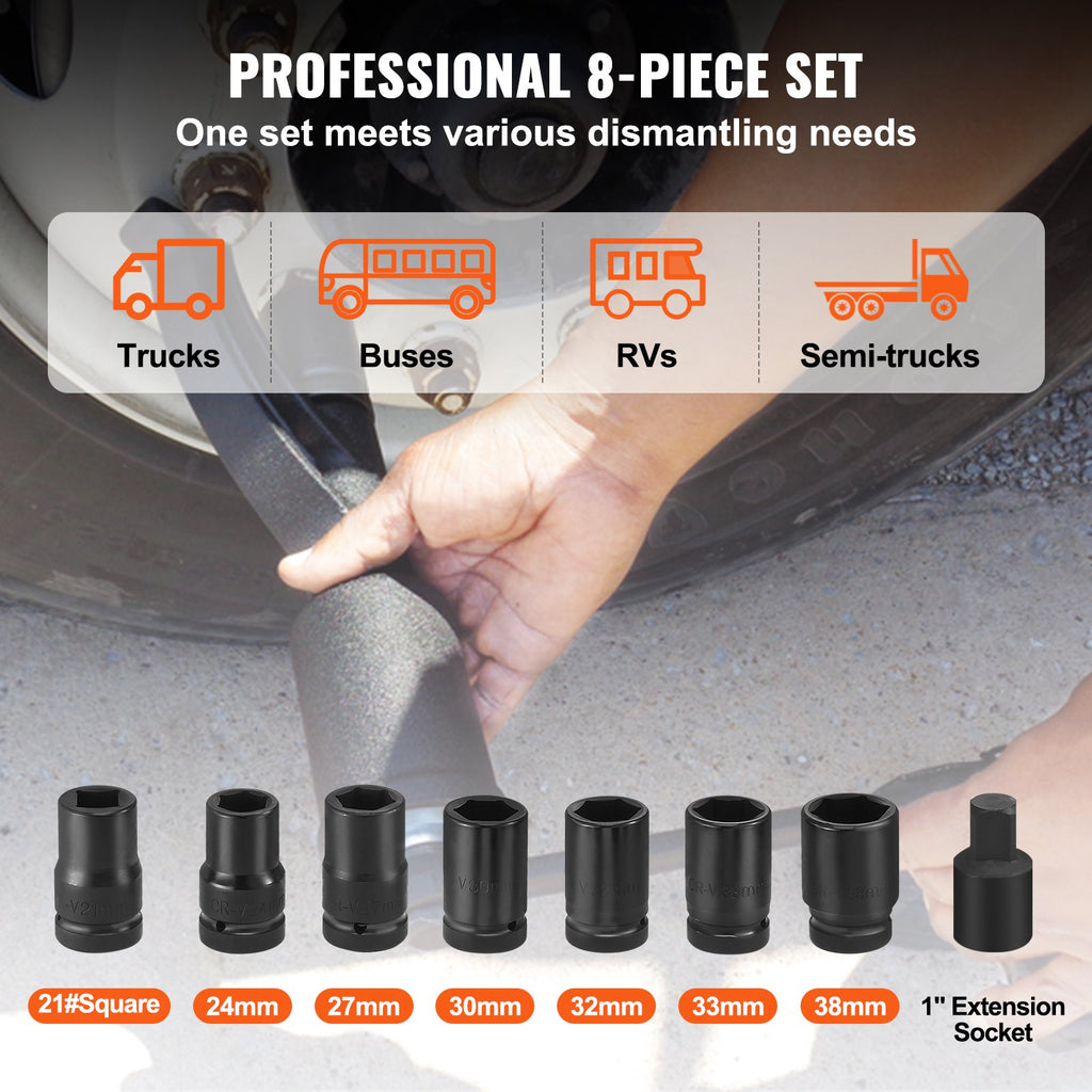 VEVOR Torque Multiplier, Heavy Duty Torque Multiplier Wrench Set, 1 Inch Drive Lug Nut Wrench Torque Multiplier, 1:58 4800N.m Lug Nut Remover, with 8 Sockets and Storage Case for Truck Trailer RV