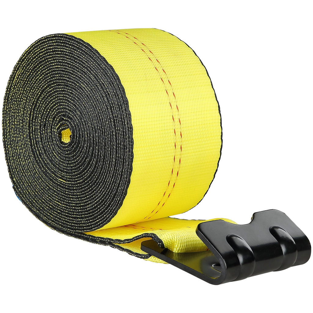 VEVOR Winch Straps, 10.2 cm x 12.2 m, 2.7T Load Capacity, 8.2T Break Strength, Truck Straps with Flat Hook, Flatbed Tie Downs Cargo Control for Trailers, Farms, Rescues, Tree Saver, Yellow (10 Pack)