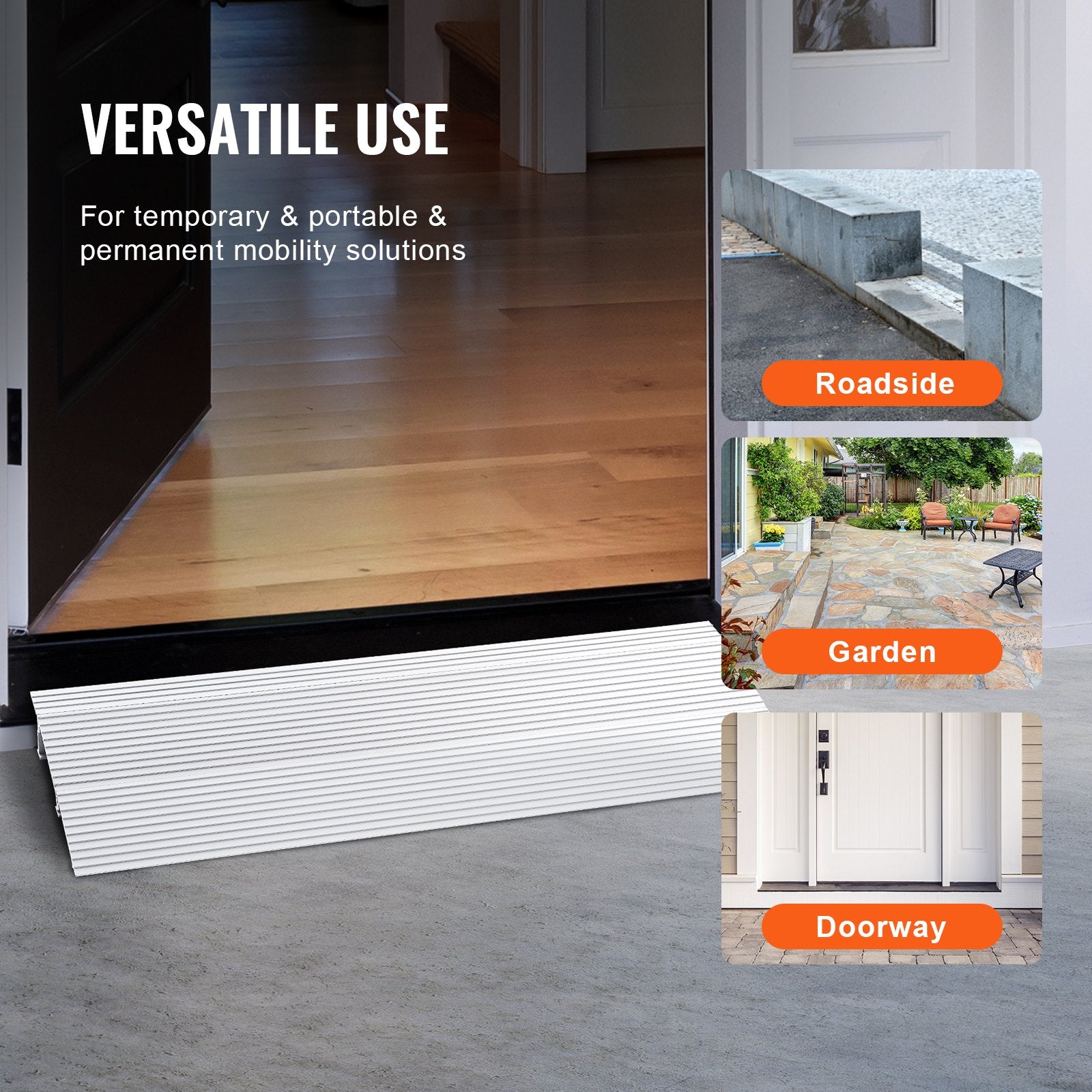 VEVOR Door Threshold Ramp, 2" Rise, 800 lbs Load Capacity, Door Ramp for Wheelchairs, Aluminum Threshold Ramp for Doorways, Adjustable Modular Threshold Ramp for Wheelchairs, Scooters, Power Chairs