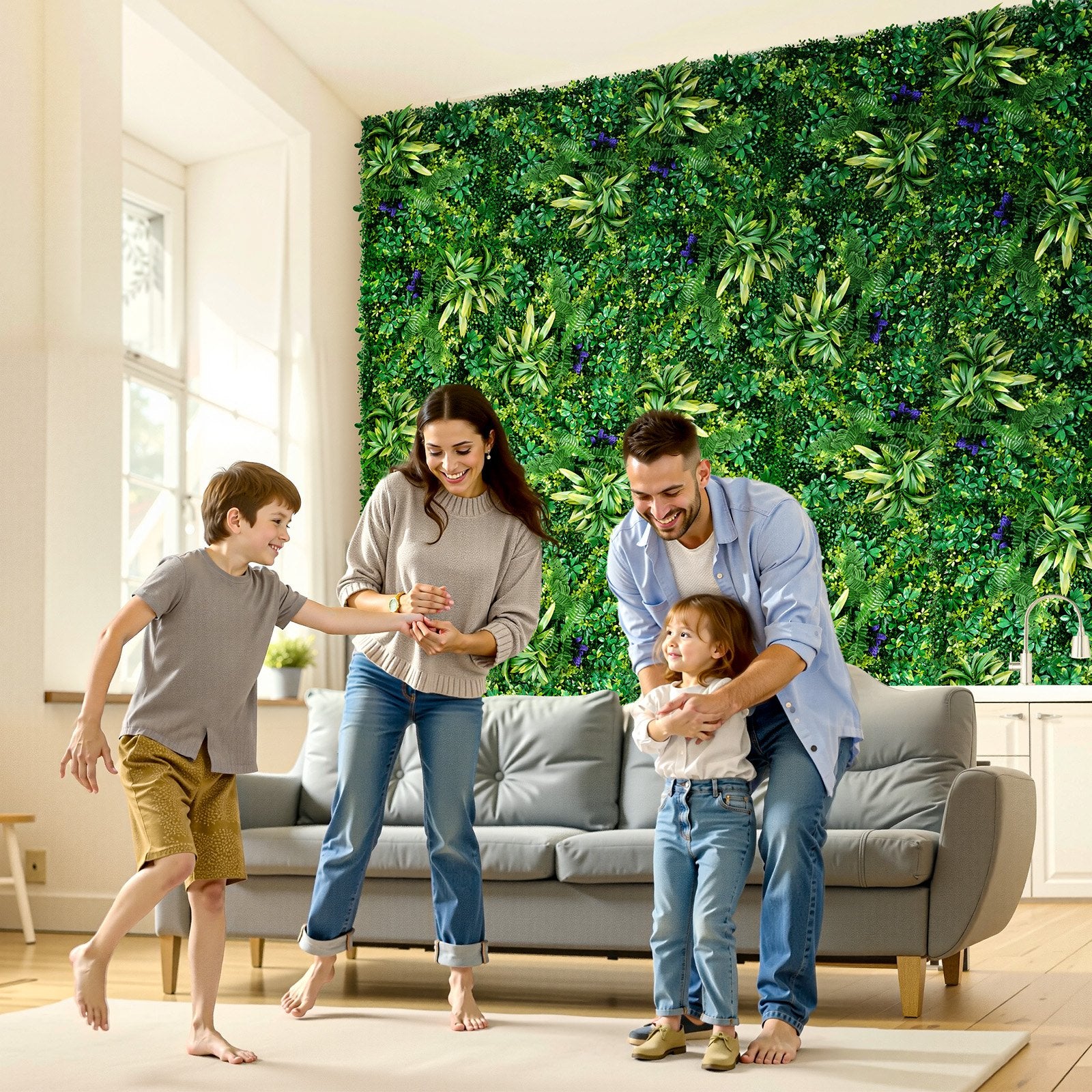 VEVOR Artificial Grass Wall Panels, 8 PCS 20 x 20 inch, 3D Combination Greenery Boxwood  Panel for Indoor Outdoor Green Decor & Ivy Fence Covering, Privacy Backdrop Wall Hedge Screen for Garden