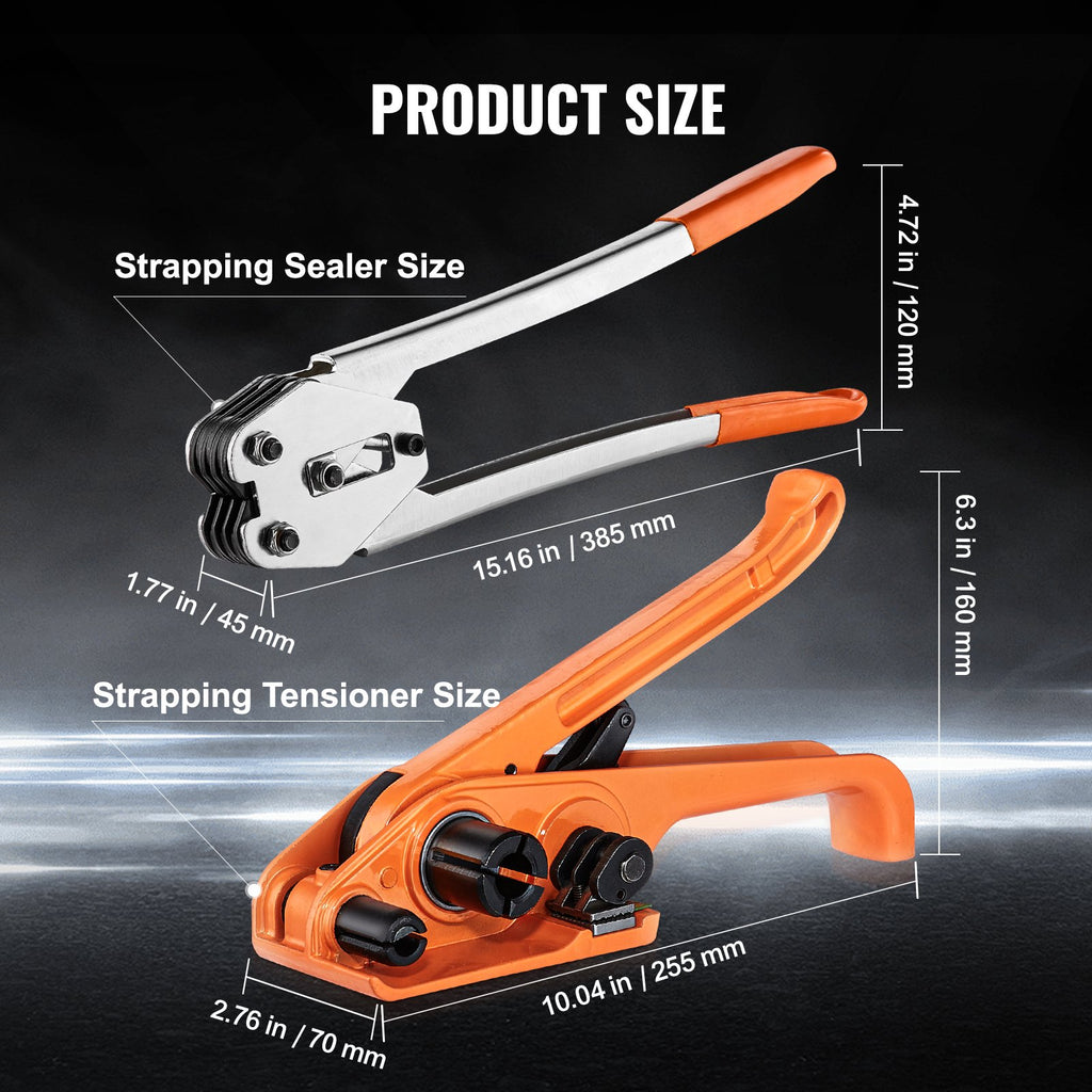 VEVOR Banding Strapping Kit with Strapping Tensioner Tool, Banding Sealer Tool, 100 m Length PP Band, 100 Metal Seals, Pallet Packaging Strapping Banding Kit, Banding Packaging Strapping for Packing