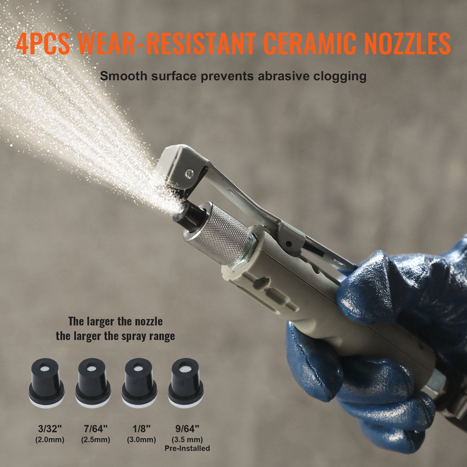 VEVOR 5 Gallon Sand Blaster 60-110 PSI High Pressure Sandblaster with 4 Nozzles