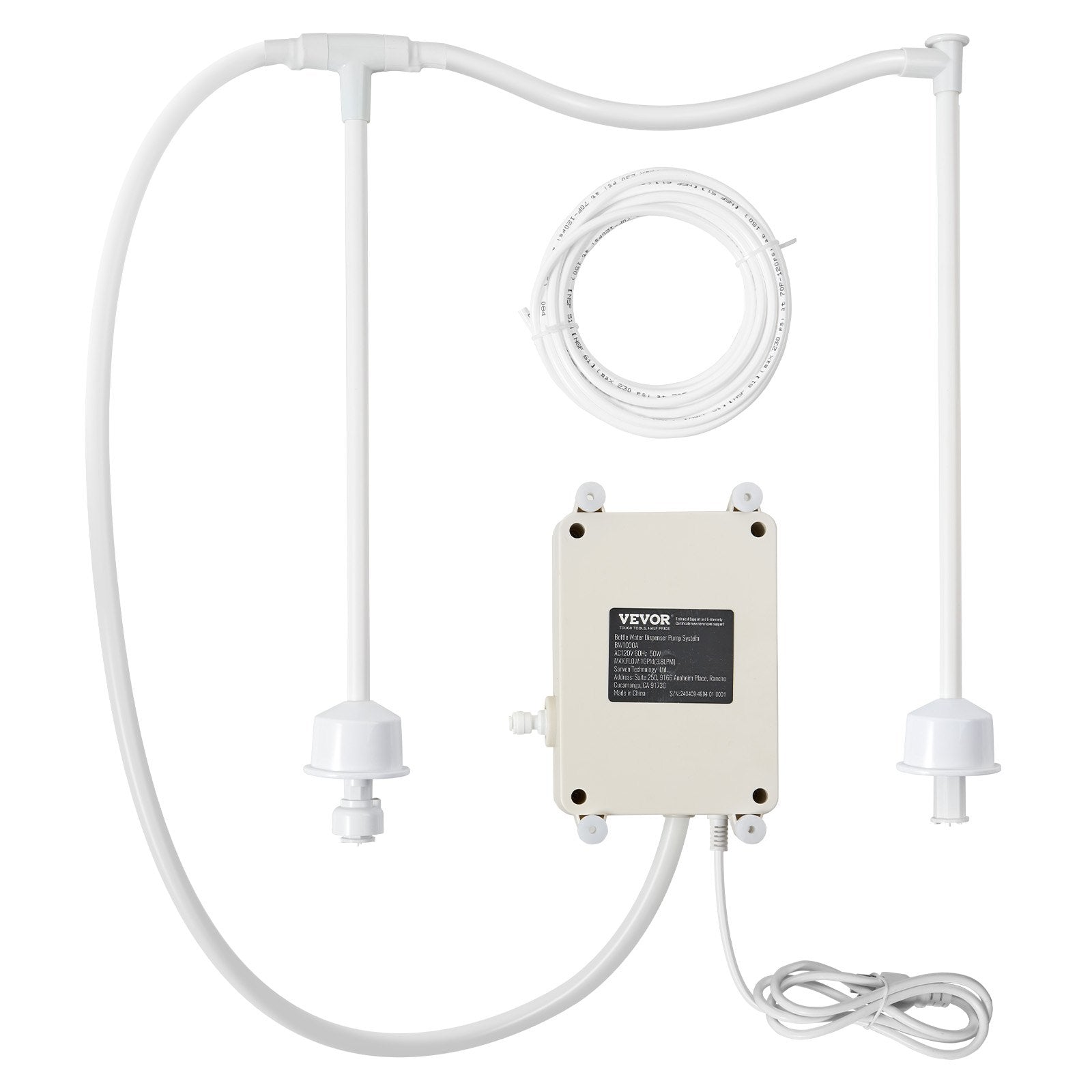 VEVOR Bottled Water Dispenser Pump System, 2x5 Gallon Dispensing System, Automatic Electric Water Dispenser, Double-Pipe Water Jug Pump, Compatible Use with Coffee/Tea Machine, Refrigerator, Ice Maker