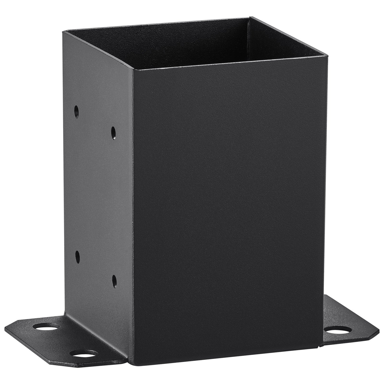 VEVOR 101.6x101.6mm Post Base 4 Pcs, Inner Size 91x91 Post Base Brackets, Heavy Duty Powder-Coated Post Anchor Matte Black Wood Post Brackets for Pavilion Deck Railing Support Deck Base Plate