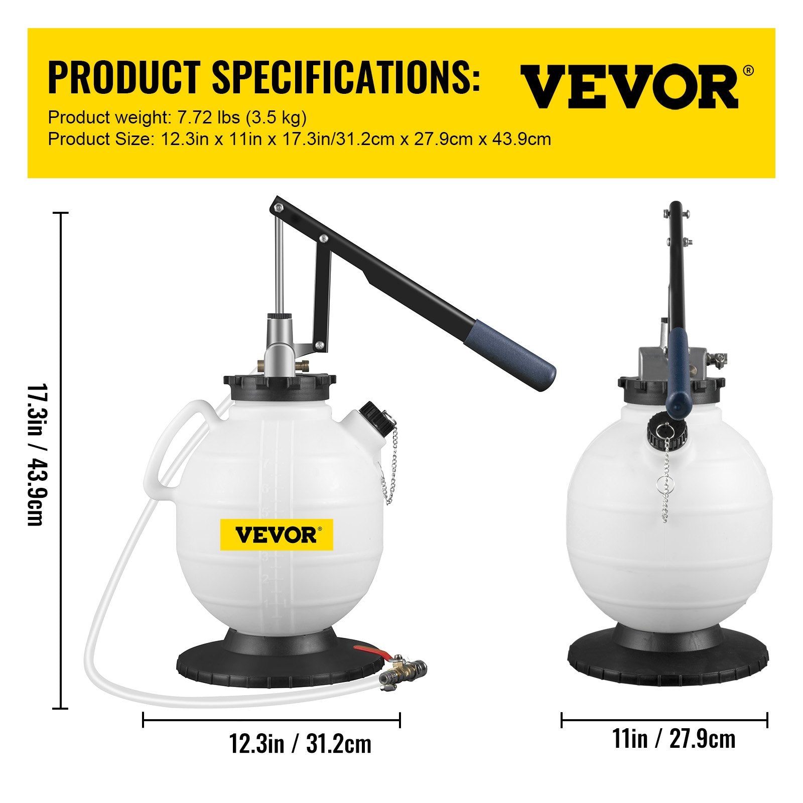 VEVOR Transmission Fluid Pressure Bleeder, 7.5L Large Capacity Transmission Oil Replacement Tool Set with 15 PCS ATF Filler Adapters, Transmission Oil Replacement Kit for Most Cars with Pressure Gauge