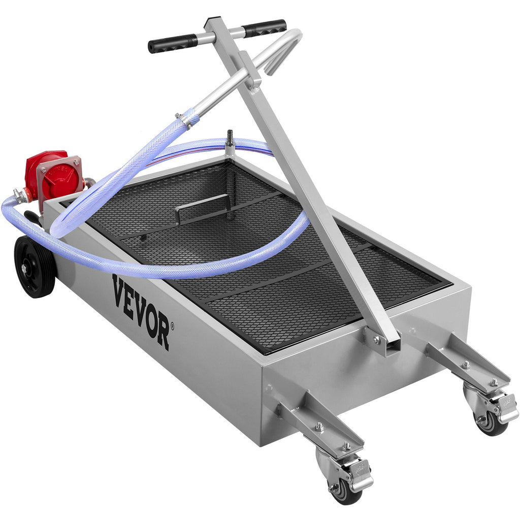 VEVOR Low Profile Oil Drain Pan Truck Drain Pan 57 L with Pump Hose Casters