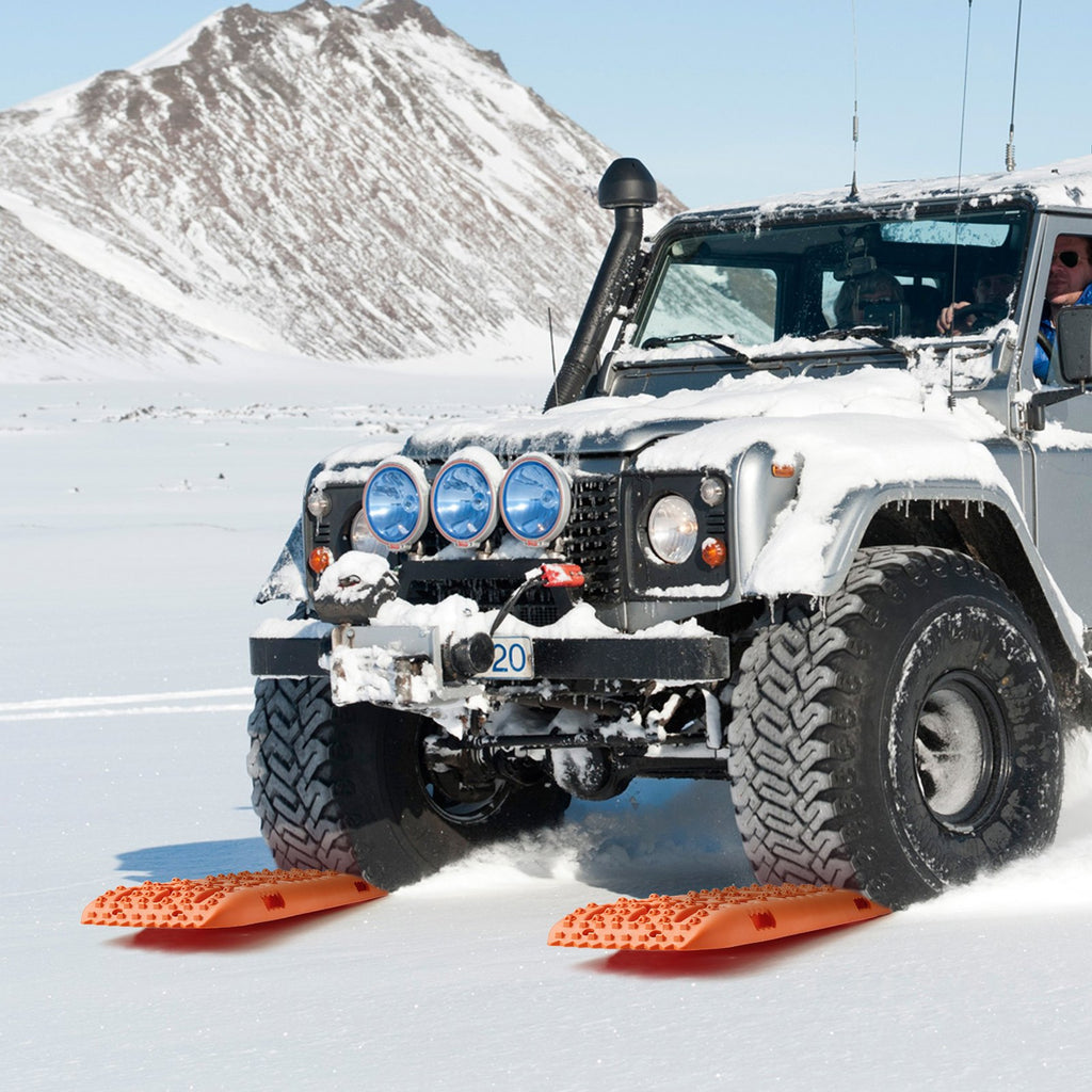 VEVOR 10 TON Traction Boards with PP Material, Recovery Boards for Off-road Vehicles/Cars/Pickups/SUVs/RVs, Pair Tire Traction Mats on Snow, Sand, Mud and Loose Terrain, Storage Bag, Long, Orange