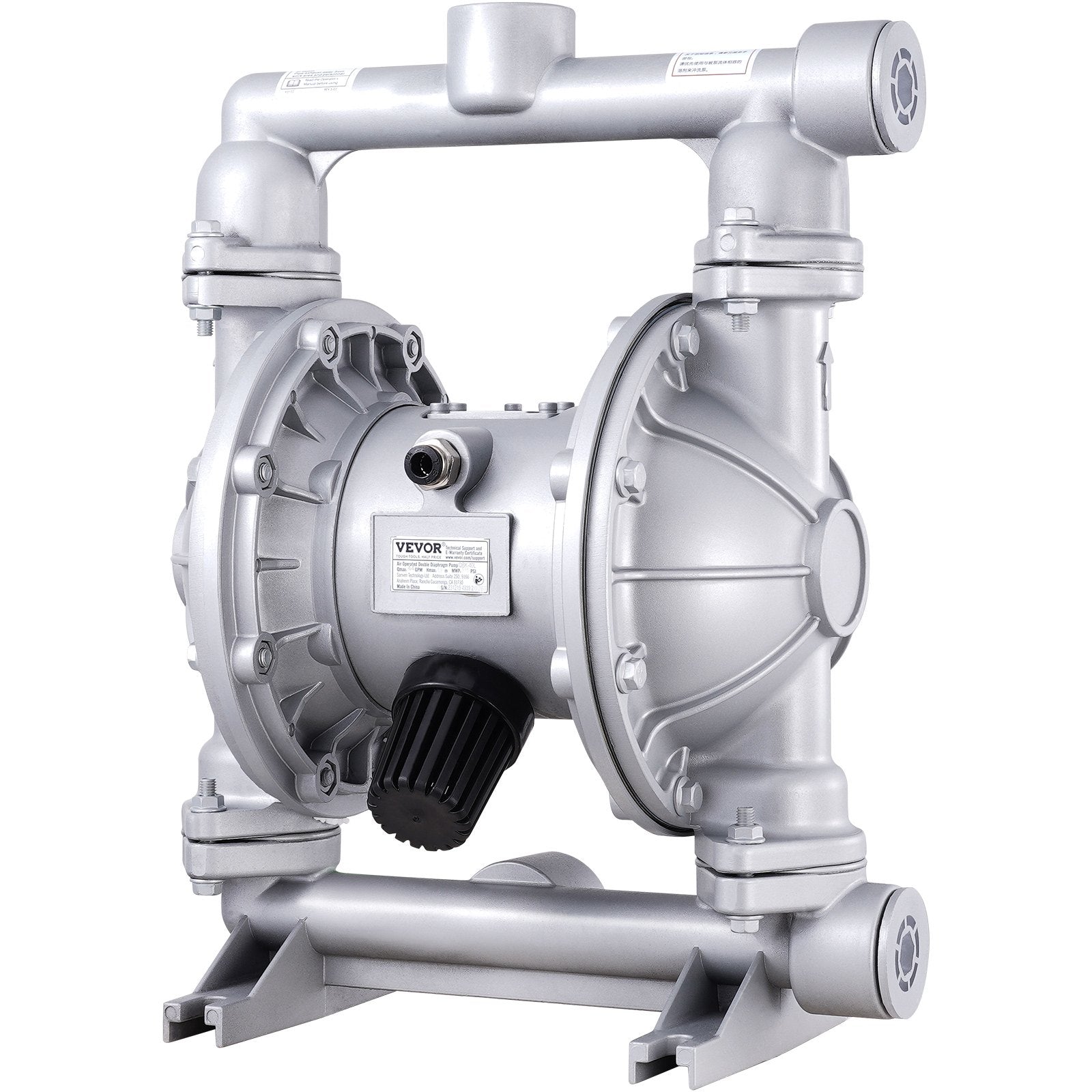 VEVOR Air Operated Double Diaphragm Pump, 44GPM, Max 115PSI Air Waste Oil Pneumatic Transfer Pump with 2 Extra Diaphragms, 3.8cm Inlet & Outlet Aluminum Alloy Diaphragm Pump for Diesel Grease Oil