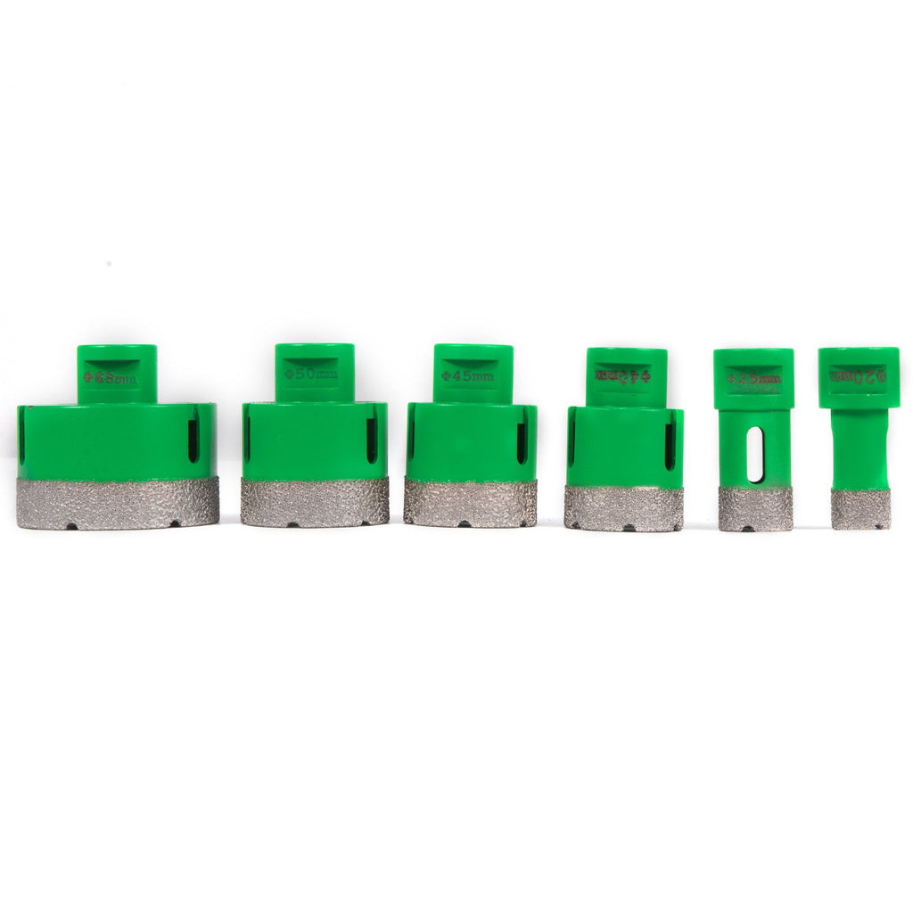 VEVOR 6PCS Diamond Hole Saw Set, Diamond Drill Core Bits with Saw Blade, Heavy Duty Hole Saw Arbor 20/25/40/45/50/68 mm M14 Thread Carborundum Granite for Glass, Ceramics, Porcelain, Ceramic Tile