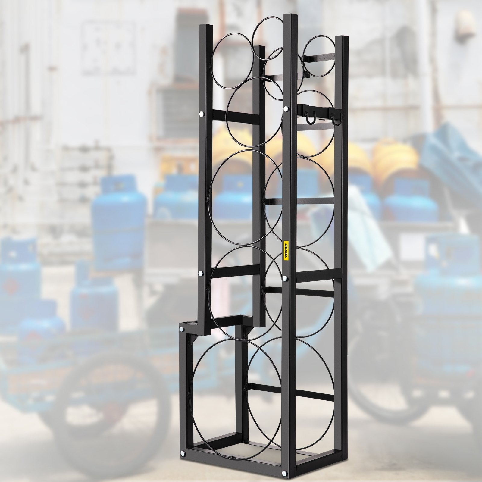 VEVOR Refrigerant Tank Rack Cylinder Tank Rack w/ 1*50lb 2*30lb &3 Small Bottles