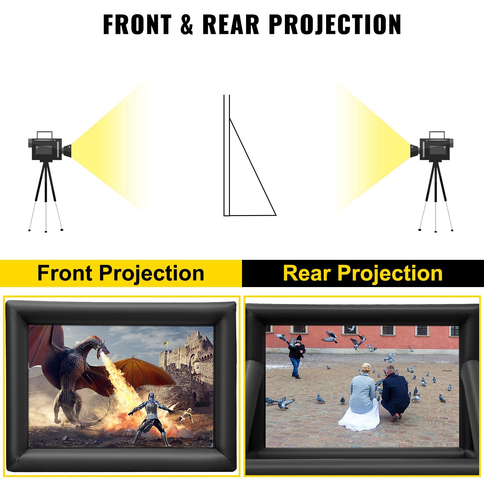 VEVOR 6x4m Inflatable Projector Screen Movie Screen Outdoor Theater w/Blower