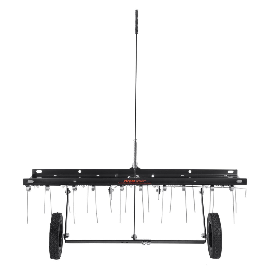 VEVOR Tow Behind Dethatcher, 1015mm Tow Dethatcher with 20 Spring Steel Tines, Lawn Dethatcher Rake for ATV or Mower, Tow Behind Lawn Rake with Lift Handle for Garden Farm Grass