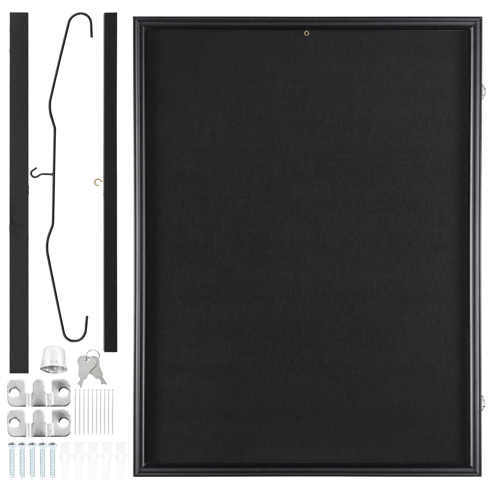 VEVOR Jersey Display Frame Case, 610 x 812 x 40 mm, Large Lockable Sport Jersey Shadow Box with 98% UV Protection PC Glass and Hangers, for Baseball Basketball Football Hockey Shirt and Uniform, Black