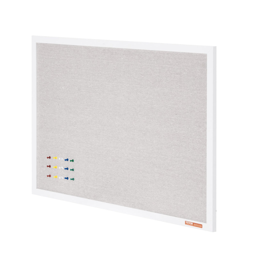 VEVOR 48"x36" White Cork Board with Linen Surface – Stylish Wall-Mounted Bulletin Board for Home, School, Office – Elegant & Functional Noticeboard