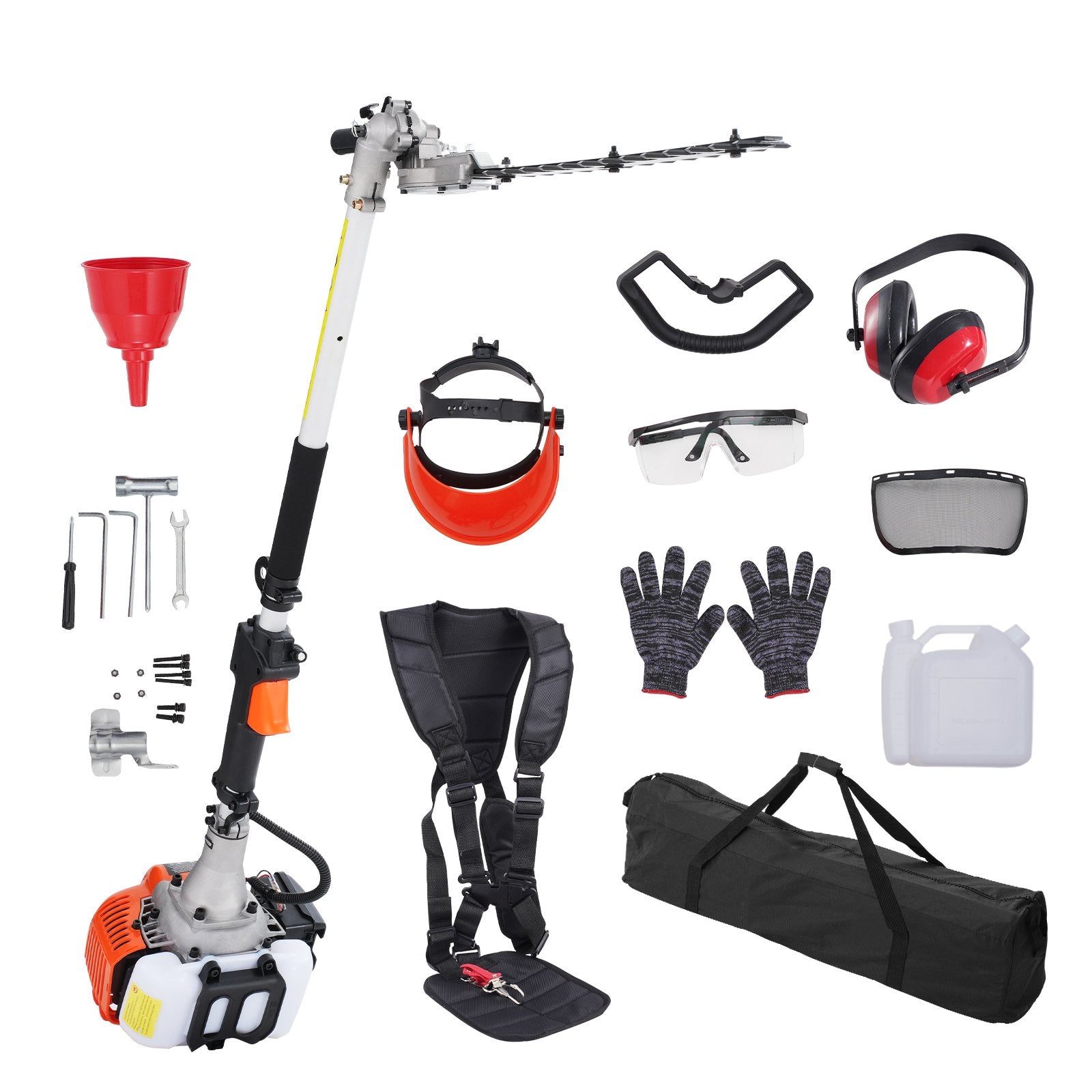 VEVOR 15.7-inch 26CC 2 Cycle Gas Hedge Trimmer, Gas Powered Pole Hedge Trimmer with Dual Sided Dual Action Blade, Adjustable Trimmer Head, Suitable for Trimming Shrubs, Bushes