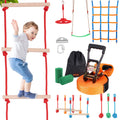 VEVOR Ninja Warrior Obstacle Course for Kids, 15.24 m Weatherproof Slacklines, 500lbs Weight Capacity Monkey Line, Outdoor Playset Equipment, Backyard Toys Training Equipment Set with 10 Obstacles