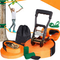 VEVOR Slackline Kit with Training Line, 18.3m Backyard Slack Line Equipment, Easy Setup Tight Rope for Kids Adults, Complete Slackline Set with Tree Protectors, Arm Trainer, Carry Bag, and Instruction