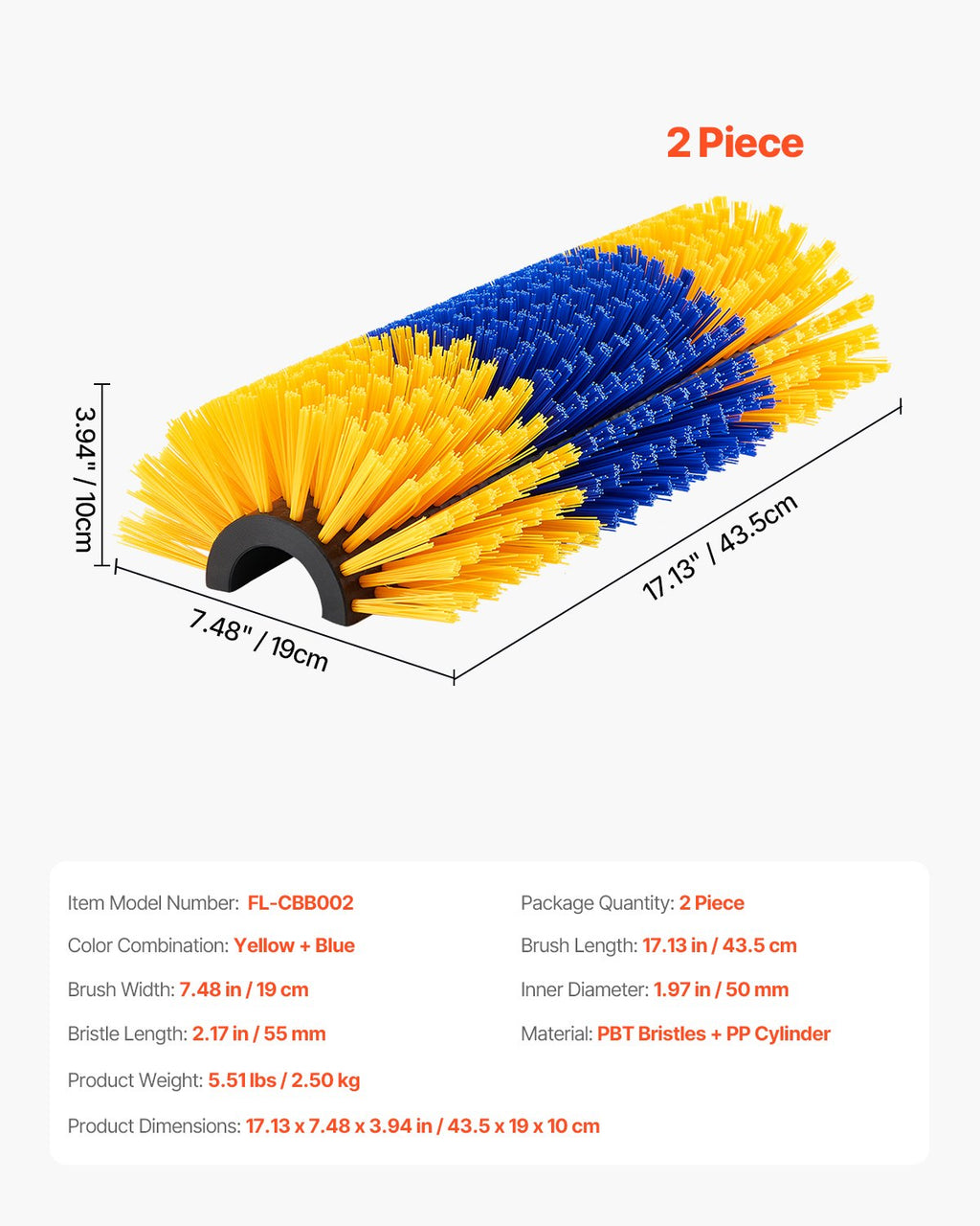 VEVOR Livestock Scratching Brush 2Pcs Itch Relief Horse Scratcher Brush 17.1 in
