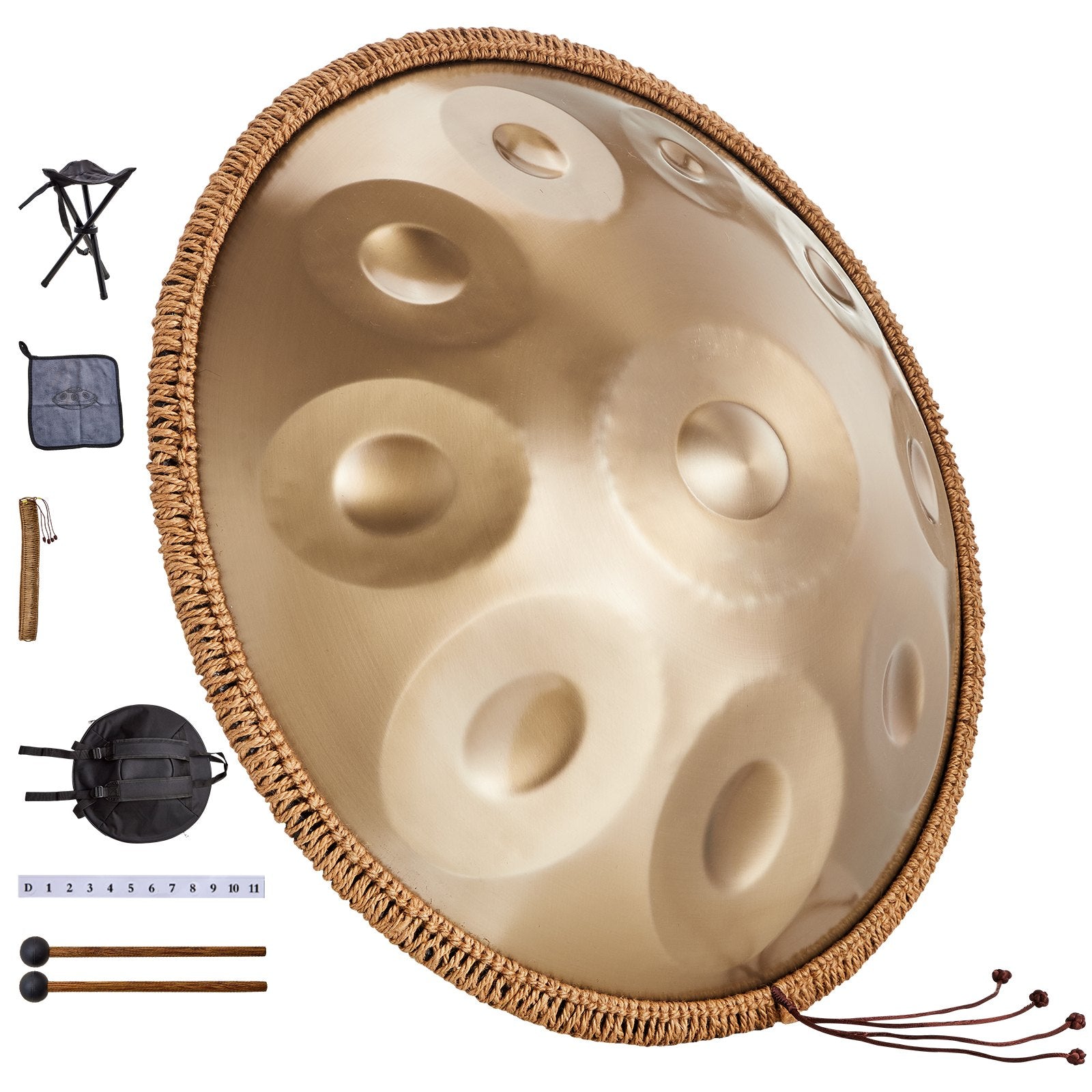 VEVOR Handpan Drum 22 in 10 Notes D Minor Hand Drum Instrument with Mallet