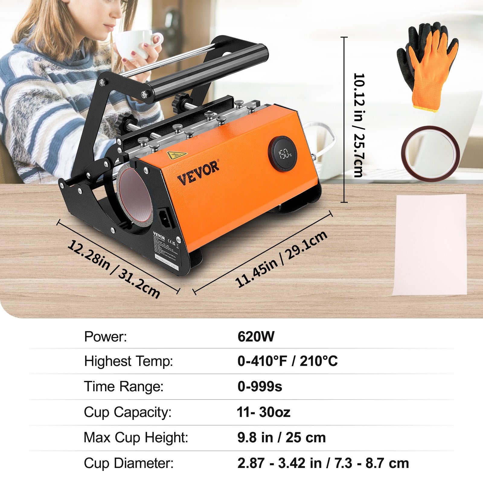 VEVOR Mug Heat Press Tumbler Heat Press Machine Sublimation Printing 11-30oz Cup