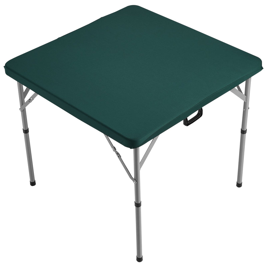 VEVOR Mahjong Table with Mahjong Tiles Set, Fold-in-Half 4 Player Card Table with 144PCS Majiang Tiles and 3 Dice, Portable Bi-Folding Domino Table with Wear-Resistant Green Tabletop & Carrying Handle