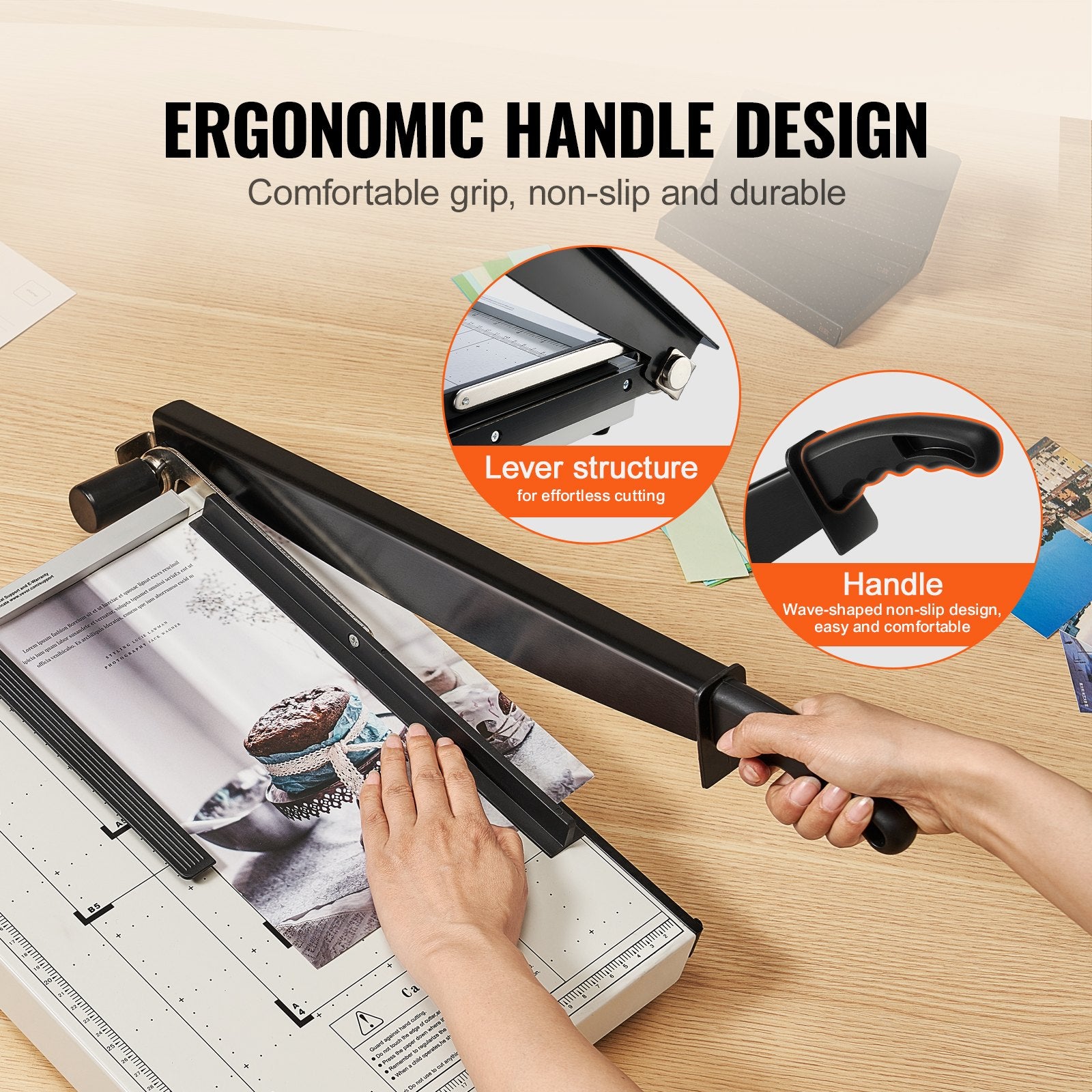 VEVOR Paper Cutter, Guillotine Trimmer, 381 mm Cut Length, 16 Sheets Capacity, Heavy Duty Guillotine Paper Cutter with Guard Rail/Blade Lock for Cardstock/Cardboard, Paper Trimmer for Home Office