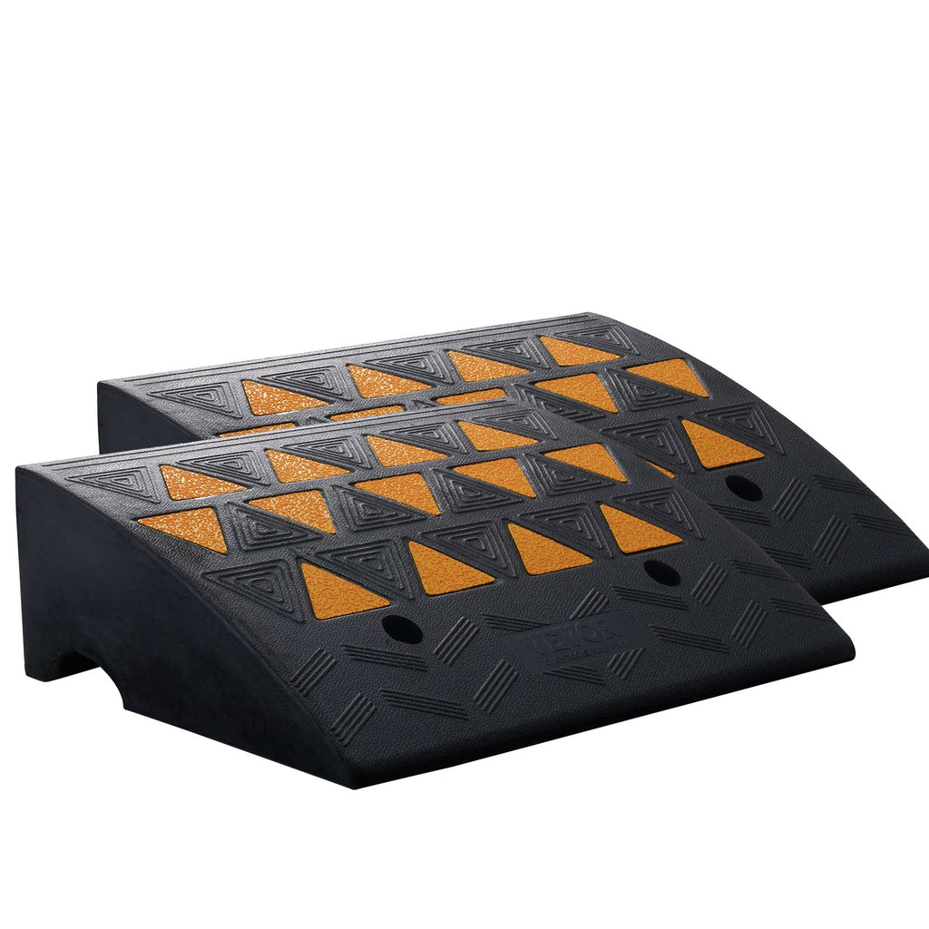 VEVOR Rubber Curb Ramp 2 Pack, 15.2 cm Rise Height Heavy-Duty 15 tons Load Capacity Threshold Ramps, Driveway Ramps with Stable Grid Structure for Cars, Wheelchairs, Bikes, Motorcycles