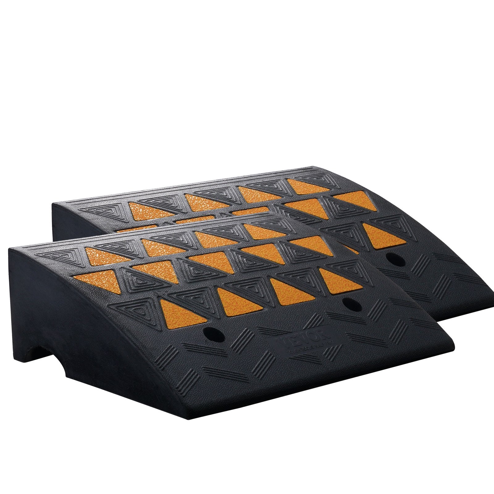 VEVOR Rubber Curb Ramp 2 Pack, 15.2 cm Rise Height Heavy-Duty 15 tons Load Capacity Threshold Ramps, Driveway Ramps with Stable Grid Structure for Cars, Wheelchairs, Bikes, Motorcycles