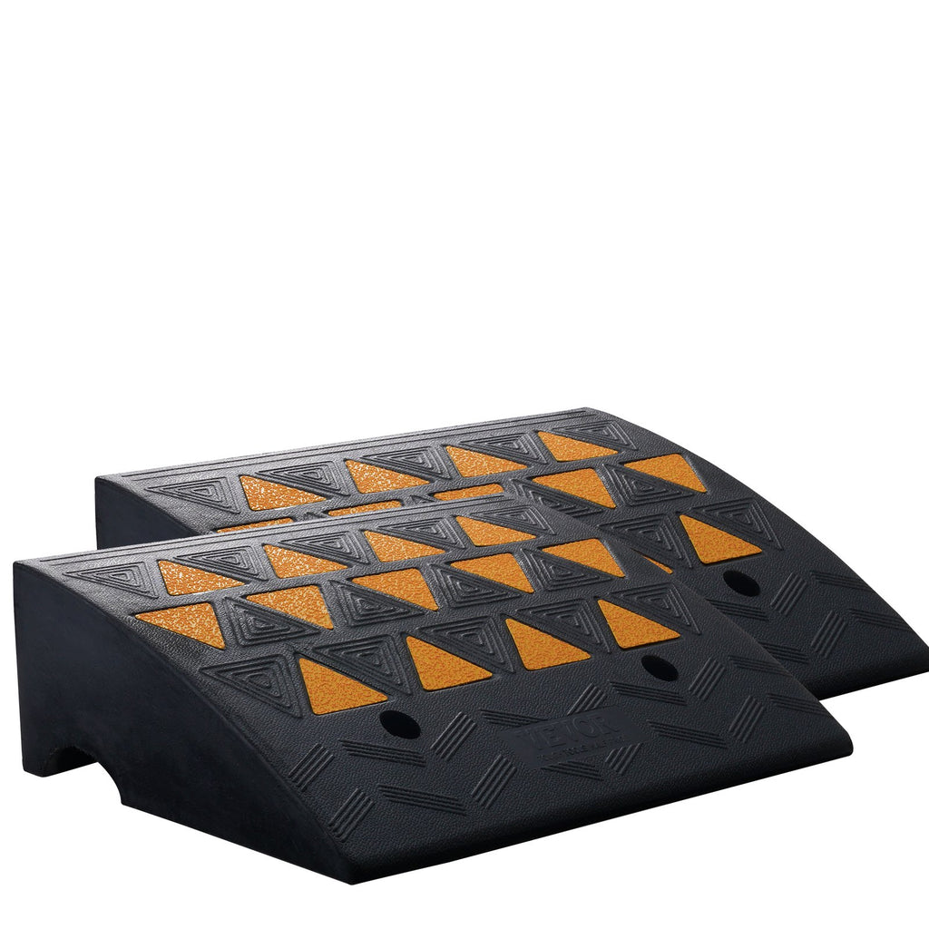 VEVOR Rubber Curb Ramp 2 Pack, 15.2 cm Rise Height Heavy-Duty 15 tons Load Capacity Threshold Ramps, Driveway Ramps with Stable Grid Structure for Cars, Wheelchairs, Bikes, Motorcycles