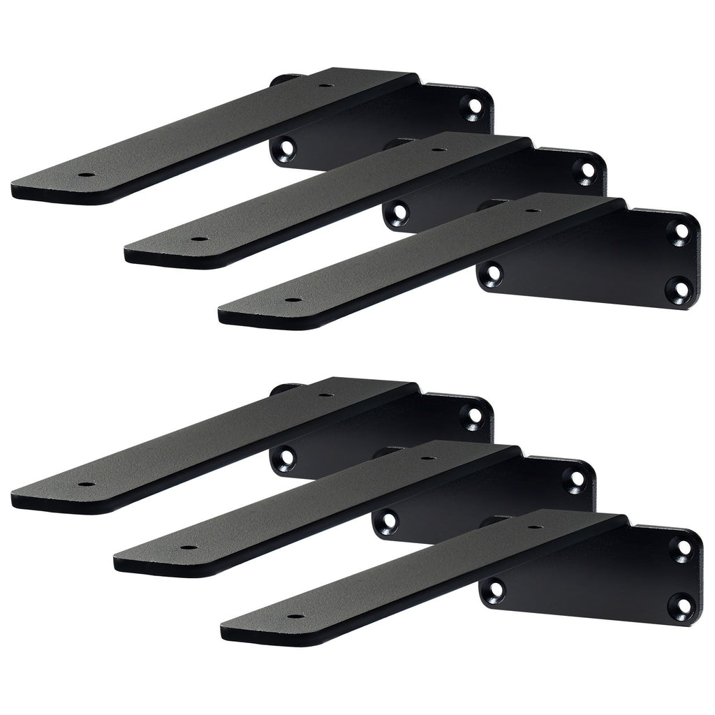 VEVOR Shelf Bracket, 21cmL x 10cmW x 4.5cmH 6 Pcs, Heavy Duty Floating Shelf Brackets, Brackets for Shelves, 5mm Thick Matte Black L Shelf Bracket,Steel Shelving Brackets with 72.6 kg Load Capacity