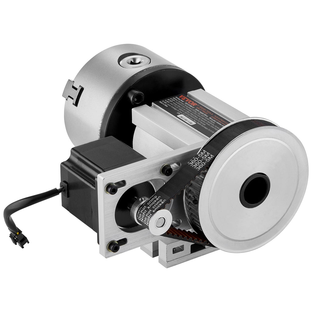 VEVOR Dividing Head, K11-100mm 3-Jaw Chuck, CNC Router Milling Machine Rotational Axis 4th Axis A Axis Indexing Head, 65 mm Center Height MT2 Tailstock 6:1 Gear Ratio, Universal for Engraving