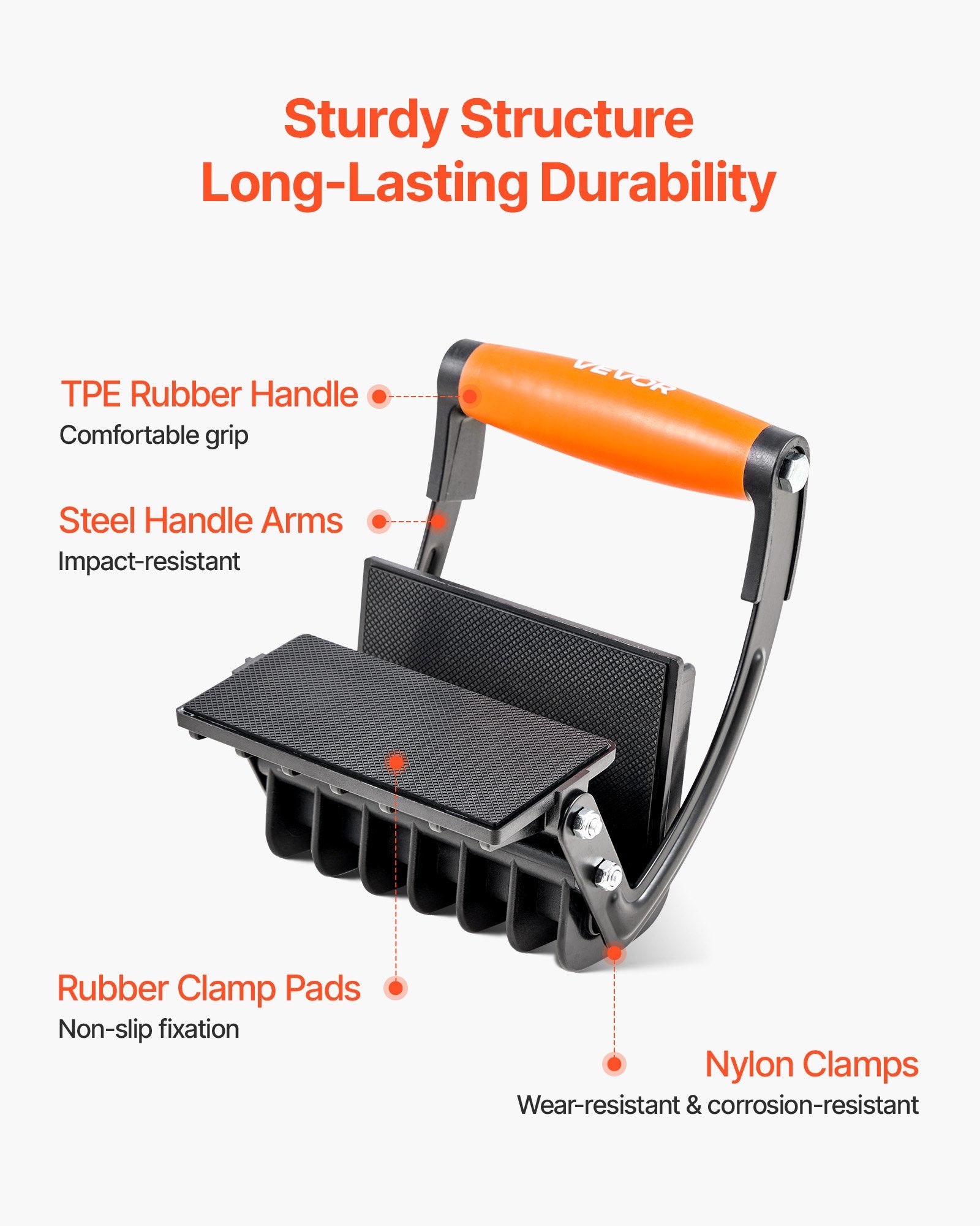 VEVOR Plywood Carrier, 90.7 kg Single Clamp Capacity, 2 Pack Adjustable Drywall Carrying Tool for 0-25.4 mm Thickness Boards, Plywood Carrier with Non-Slip Grips for Plastic Boards, Plywood, Drywall