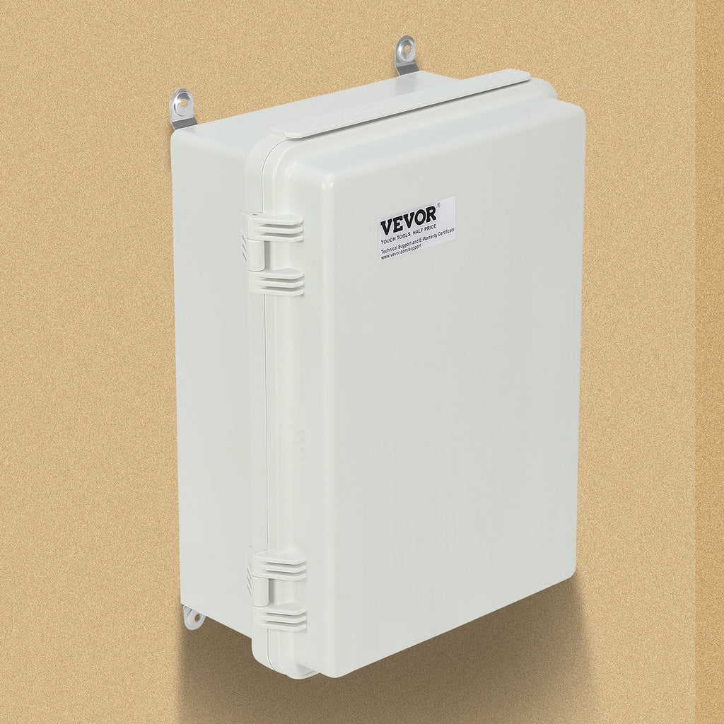 VEVOR Outdoor Electrical Junction Box, 430 x 330 x 180 mm, ABS Plastic Electrical Enclosure Box with Hinged Cover Stainless Steel Latch, IP67 Dustproof Waterproof for Outdoor Electrical Projects, 17 x 13 x 7 inch