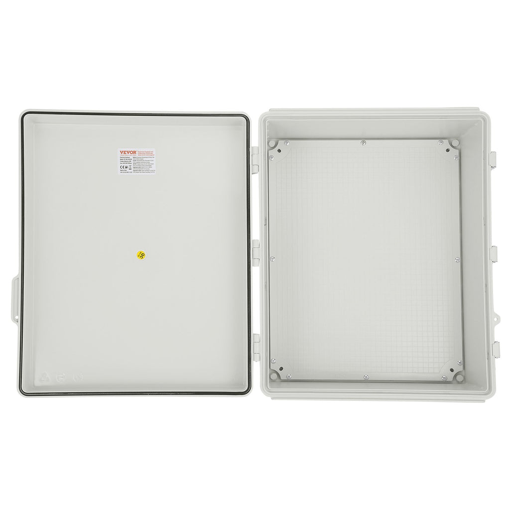 VEVOR Outdoor Electrical Junction Box, 530 x 430 x 200 mm, ABS Plastic Electrical Enclosure Box with Hinged Cover Stainless Steel Latch, IP67 Dustproof Waterproof for Outdoor Electrical Projects, 21 x 17 x 8 inch