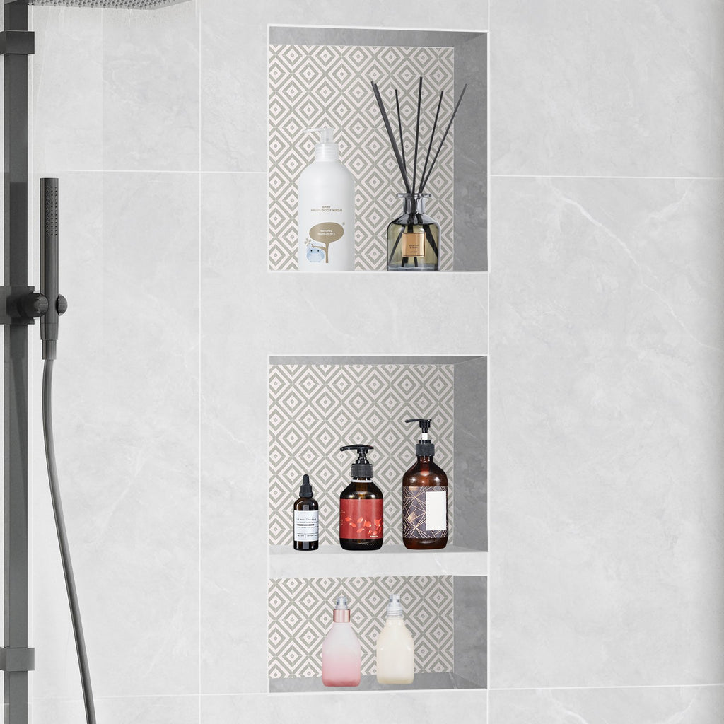 VEVOR Shower Niche Ready for Tile 40.64x40.64cm & 40.64x50.8cm, Triple Shelf, Square Corners Wall-inserted Niche Recessed, Sealed Protection Modern Soap Storage Niche for Shower Bathroom, Black