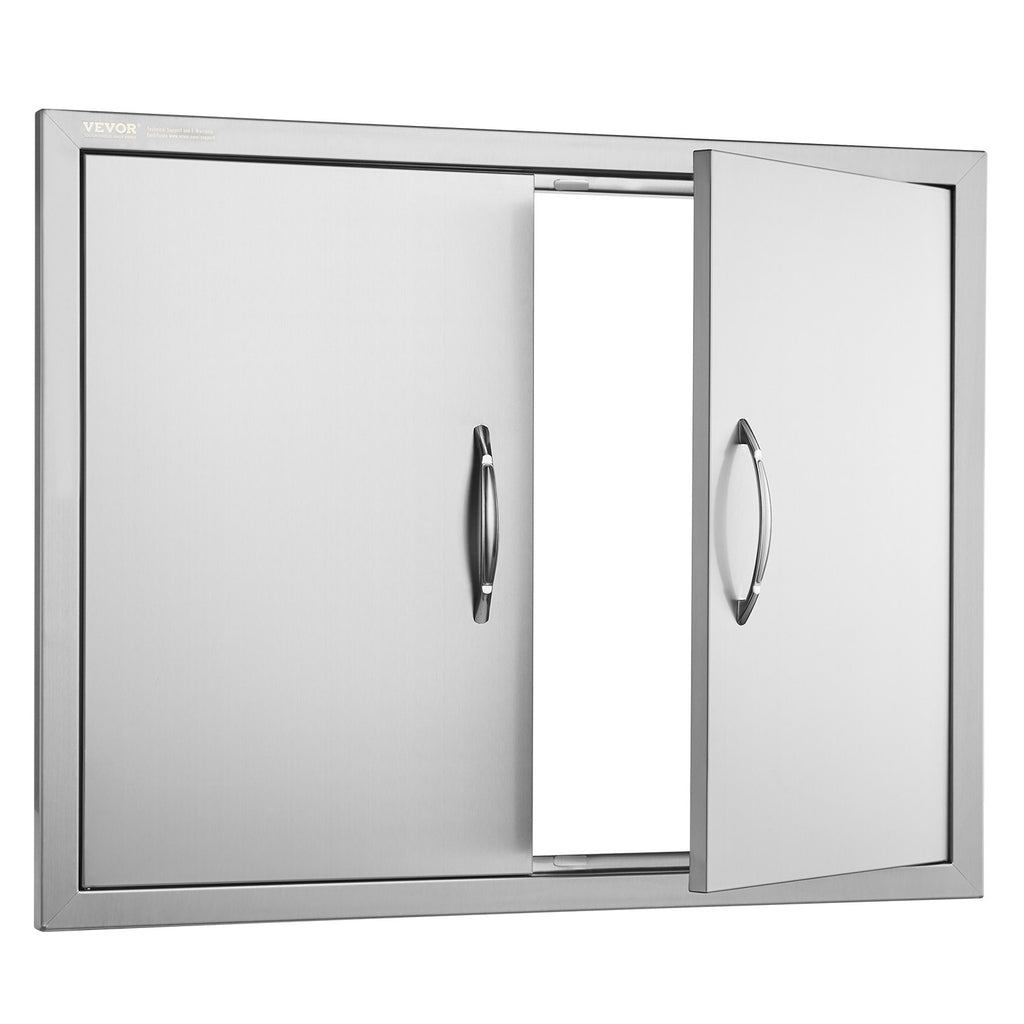 VEVOR BBQ Access Door, 787x609 mm Double Outdoor Kitchen Door, Stainless Steel Flush Mount Door, Double Wall Vertical Door with Handles and Hooks, for BBQ Island, Grilling Station, Outside Cabinet
